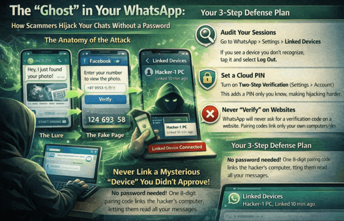 The “Ghost” in Your WhatsApp: How Scammers Hijack Your Chats Without a Password